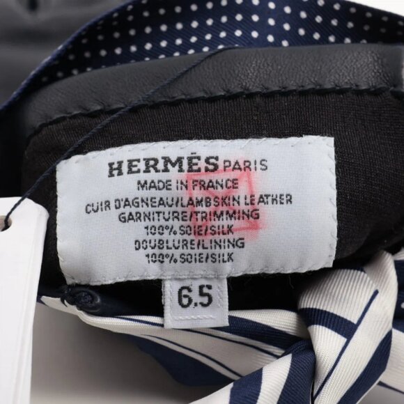 Hermès Gloves Lambskin x Silk Navy Blue - Picture 3 of 3